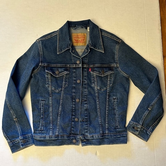 Levis mens regular fit denim trucker jean jacket w/button front & cuffs Sz-S.X19 - Picture 5 of 13